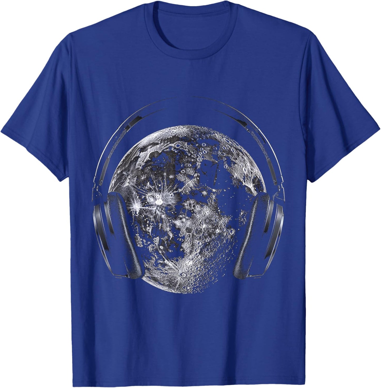 Moon Music Headphone Motif Art Moon T-Shirt - T-Shirt | Royal