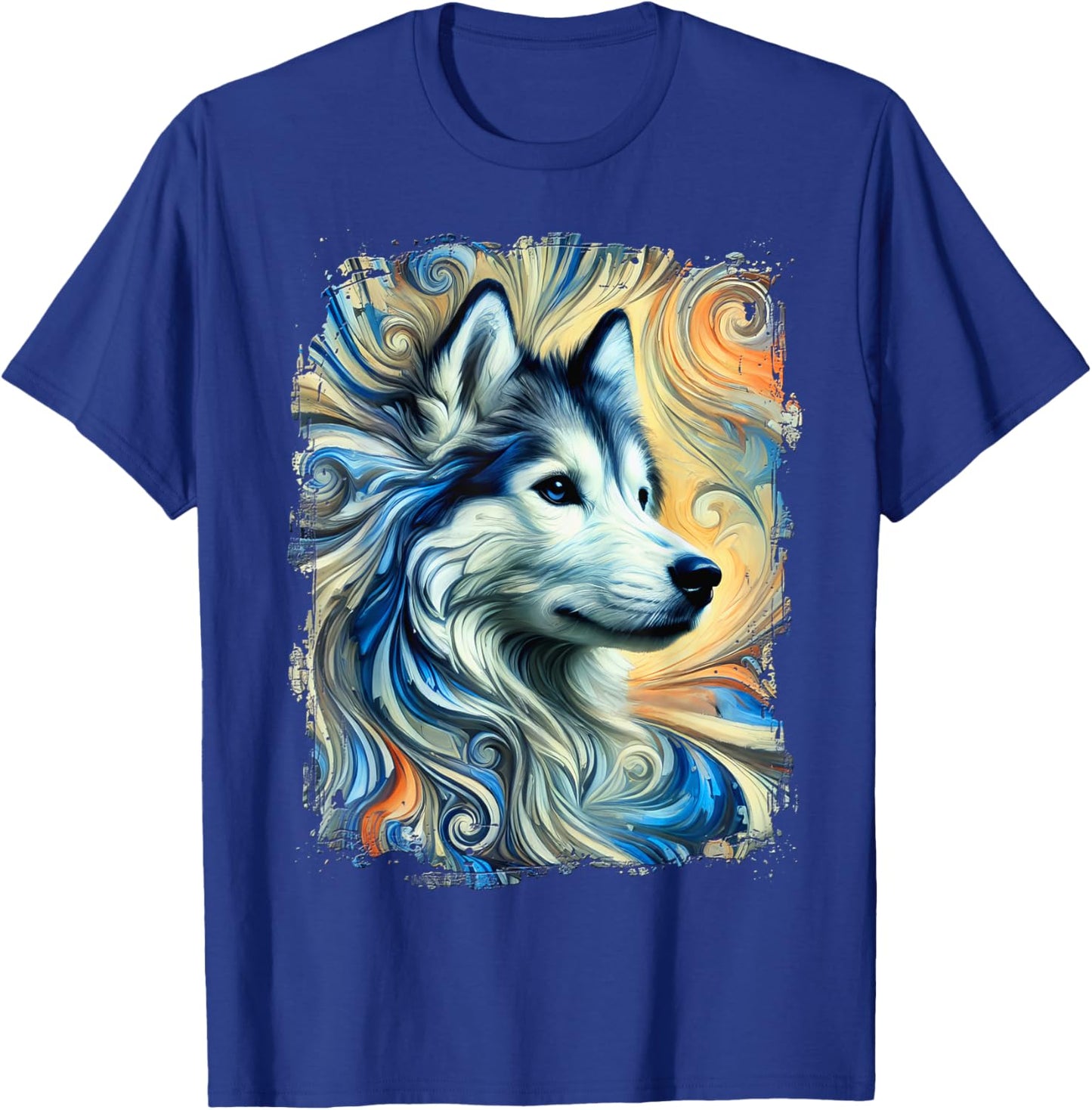 Cute Husky Colourful Artwork T-Shirt - T-Shirt | Royal