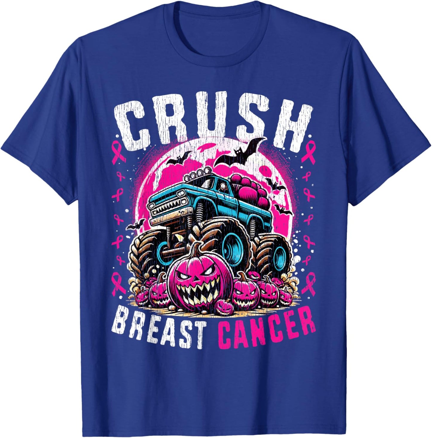 Breast Cancer Awareness Monster Truck Halloween Kids Toddler T-Shirt - T-Shirt | Royal