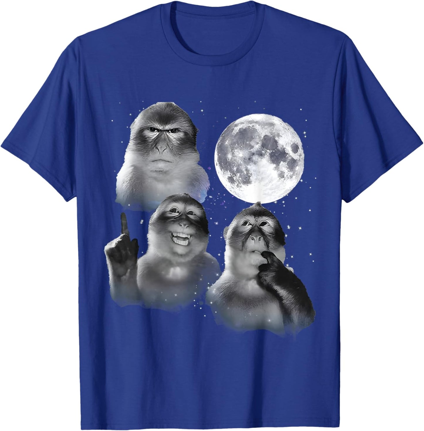 Thinking Monkey Meme Moon Funny Men Woman Kids T-Shirt - T-Shirt | Royal