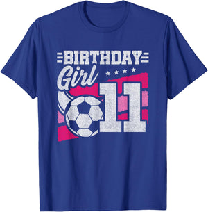 11 Year Old Soccer Birthday - Girls 11th Birthday Soccer T-Shirt - T-Shirt | Royal