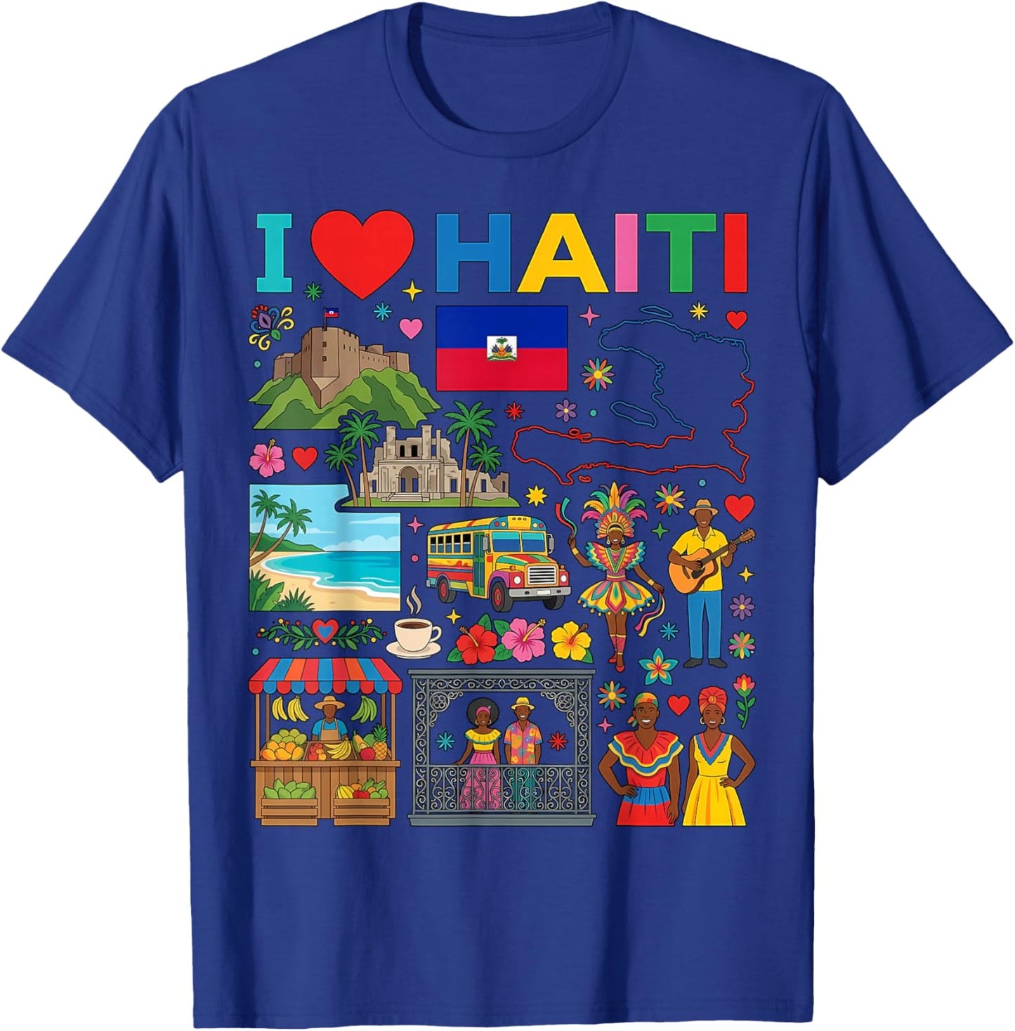 I Love Haiti Haitian T-Shirt - T-Shirt | Royal