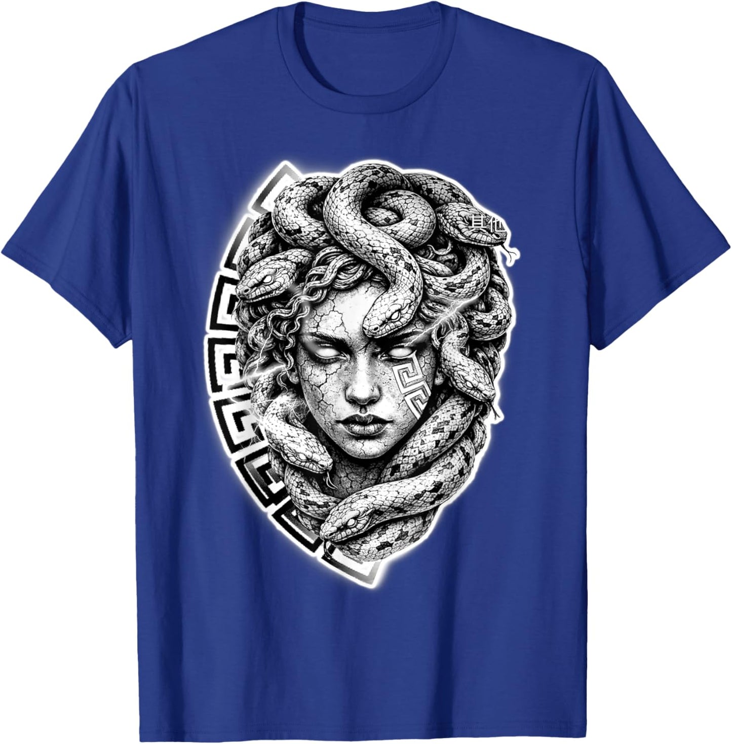 Medusa Stone Goddess Snake Serpent Meandros Design T-Shirt - T-Shirt | Royal