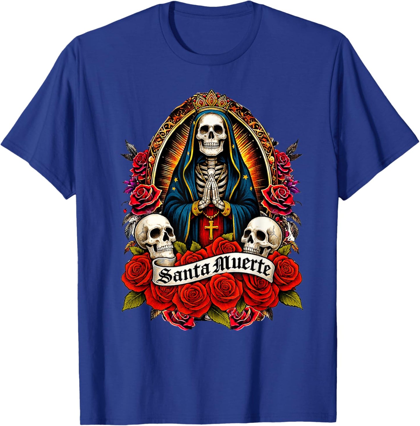 Santa Muerte Mexican Floral Saint Death T-Shirt - T-Shirt | Royal