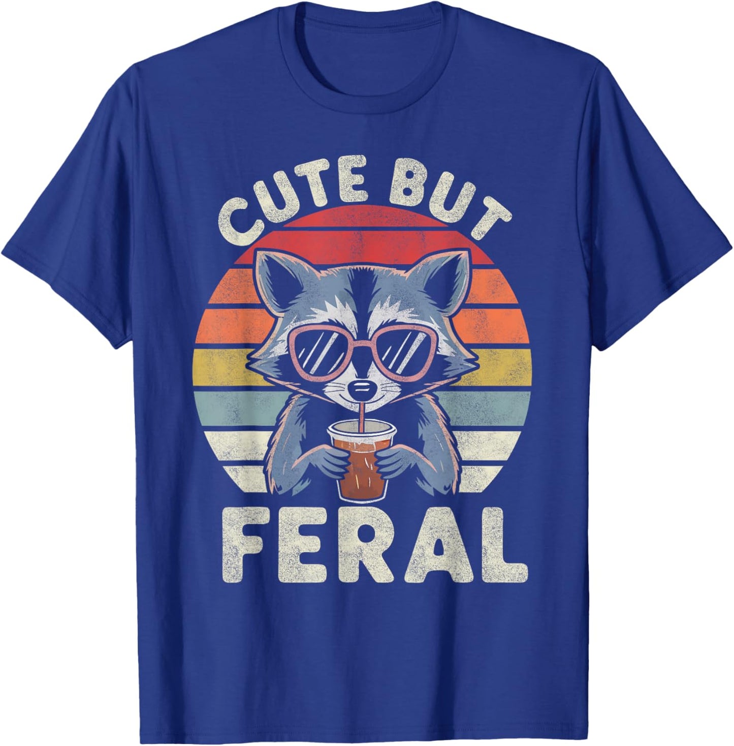 Cute But Feral Funny Racoon Sunglasses for Toddler Boys Kids T-Shirt - T-Shirt | Royal