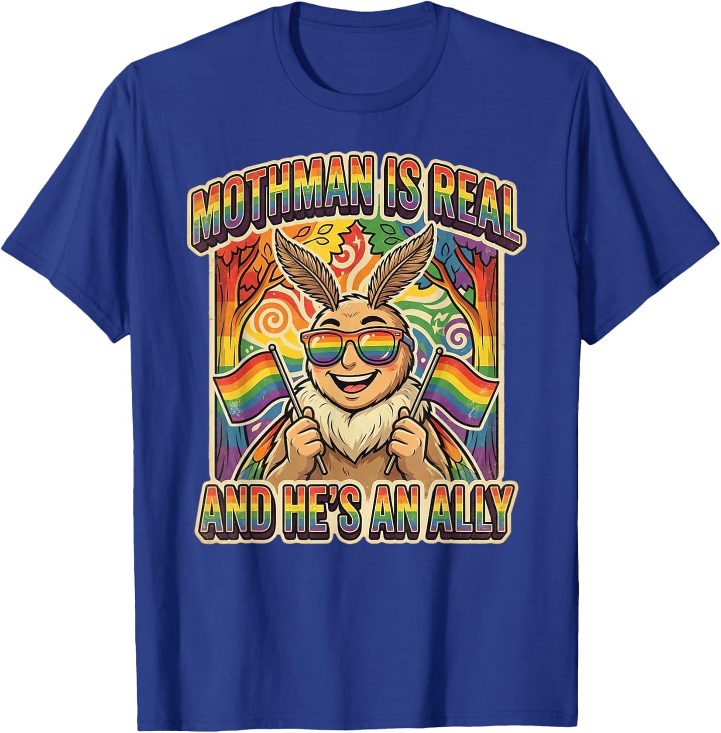 He's an Ally Cryptozoology Folklore Cryptid Gay LGBT Mothman T-Shirt - T-Shirt | Royal