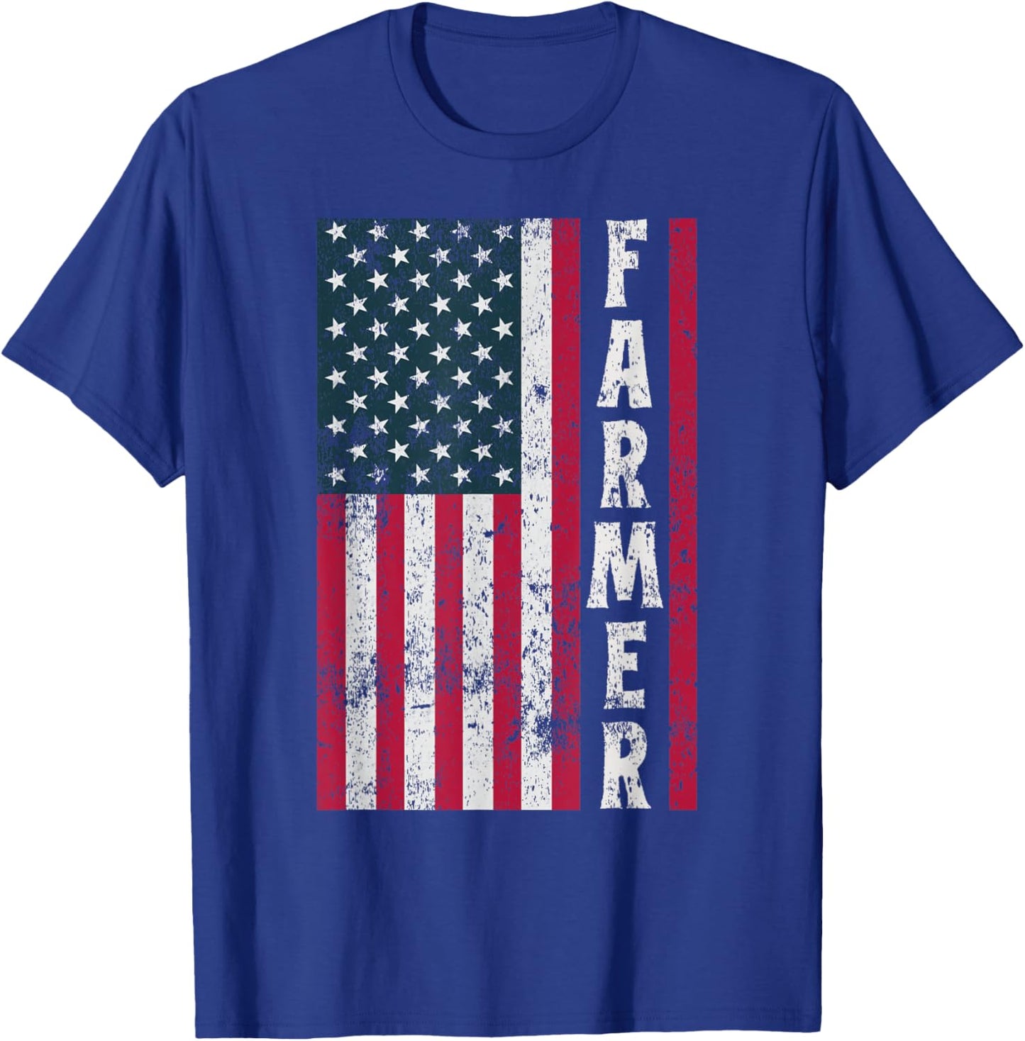 Farmer Farming American Flag USA Farm Patriotic T-Shirt - T-Shirt | Royal