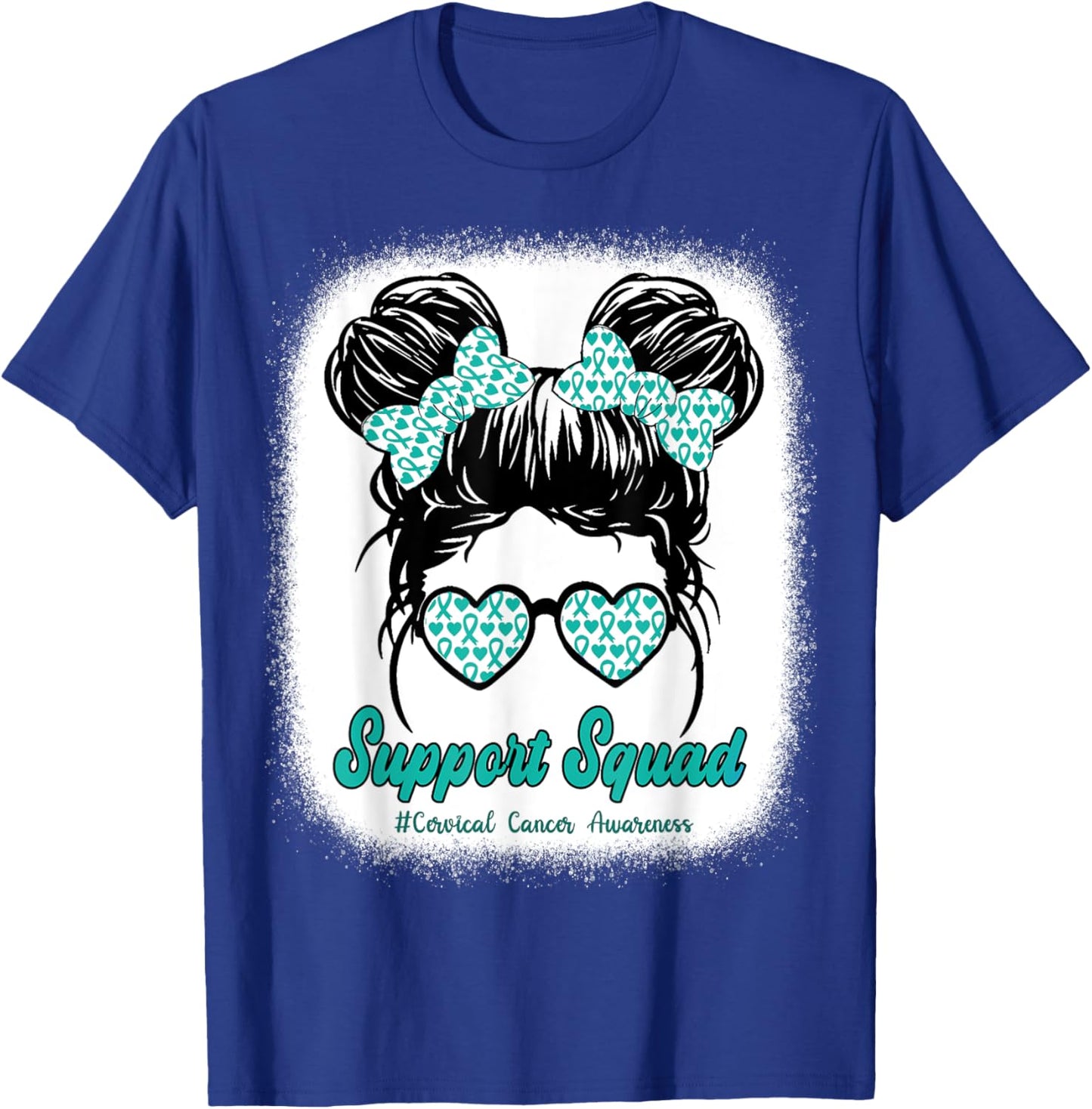 Support Squad Cervical Cancer Awareness Teal & White Ribbon T-Shirt - T-Shirt | Royal
