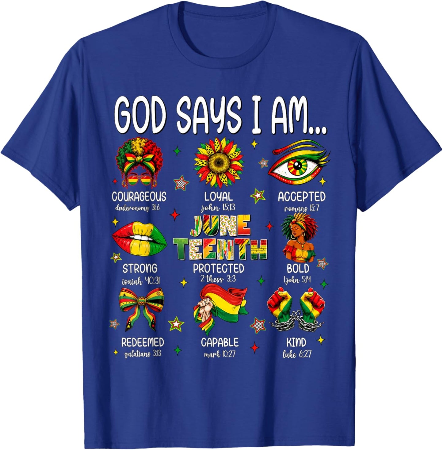 Juneteenth God Says I Am Black Freedom 1865 Christian Women T-Shirt - T-Shirt | Royal
