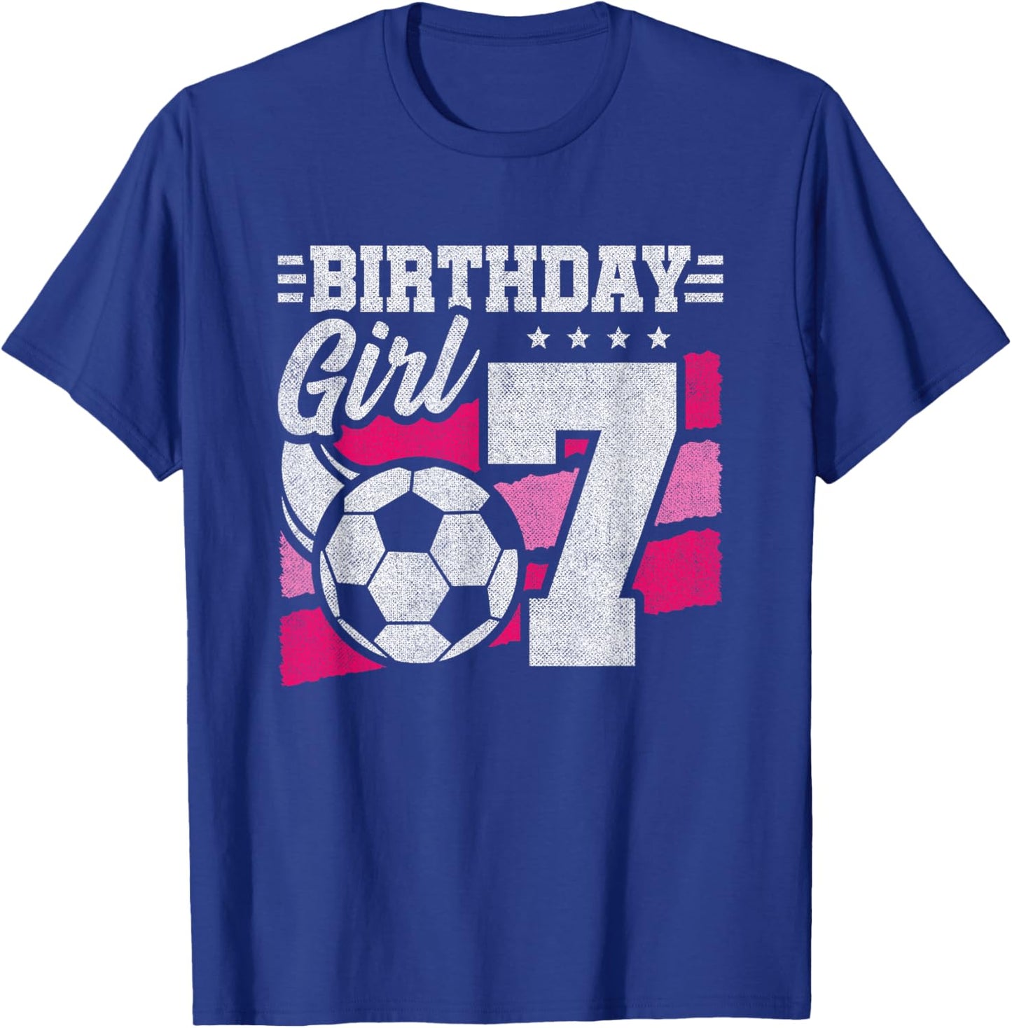 7 Year Old Soccer Birthday - Girls 7th Birthday Soccer T-Shirt - T-Shirt | Royal