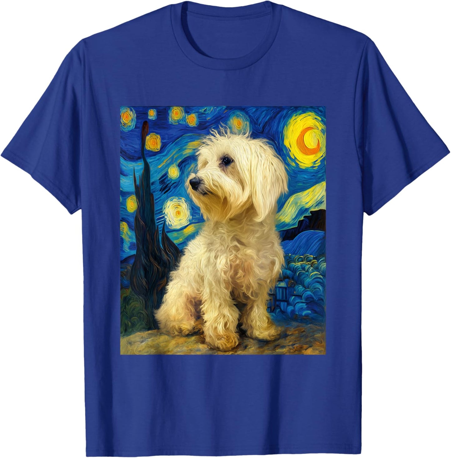Havanese Dog Havanezer Puppy Van Gogh Starry Night Graphic T-Shirt - T-Shirt | Royal