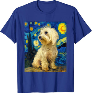 Havanese Dog Havanezer Puppy Van Gogh Starry Night Graphic T-Shirt - T-Shirt | Royal