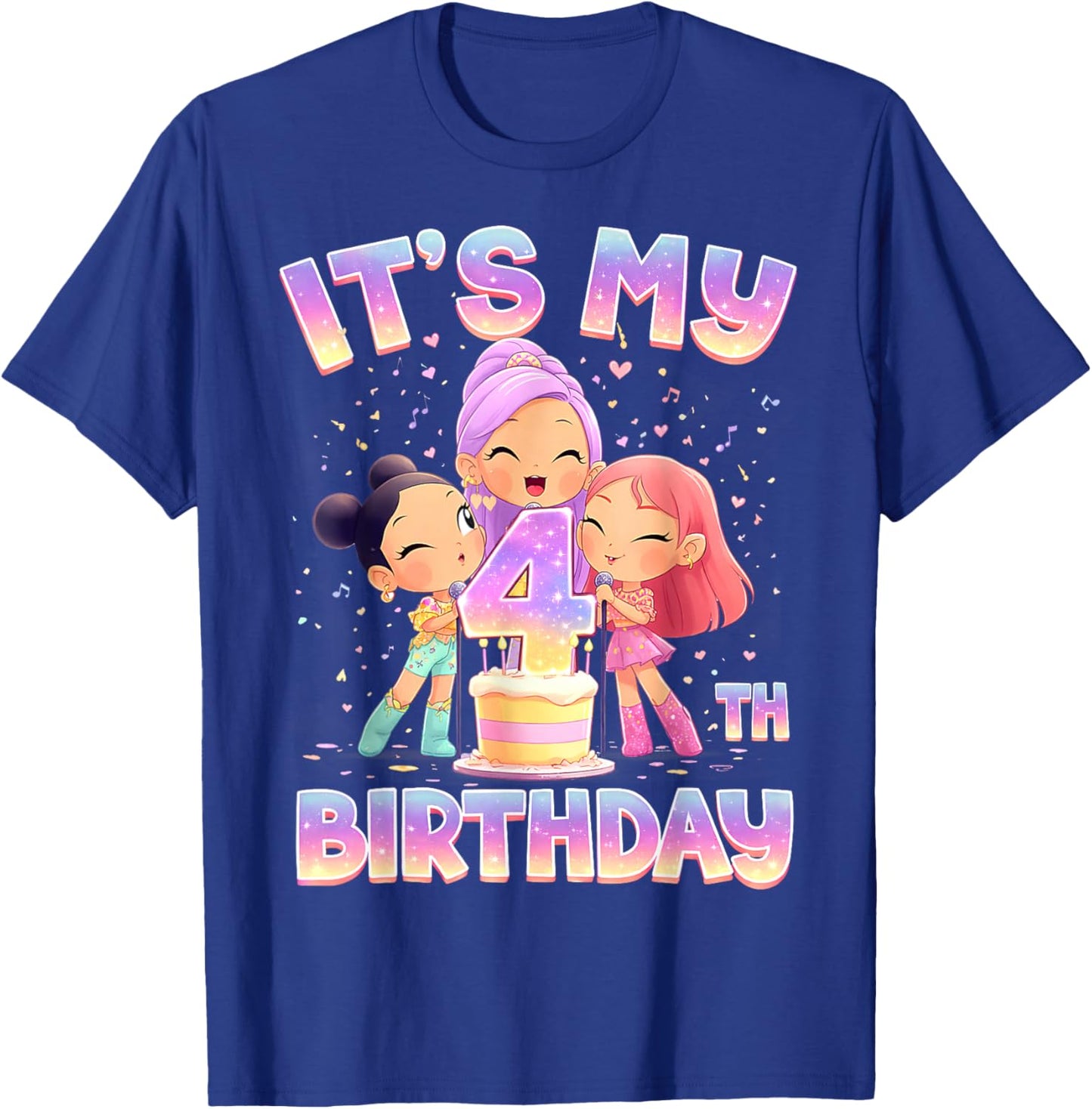 Funny Chibi Kpop Girl It’s My 4th Birthday Girl Korean Party T-Shirt - T-Shirt | Royal