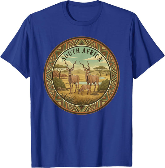 South Africa Safari Kudu Family African Wildlife Vintage T-Shirt - T-Shirt | Royal