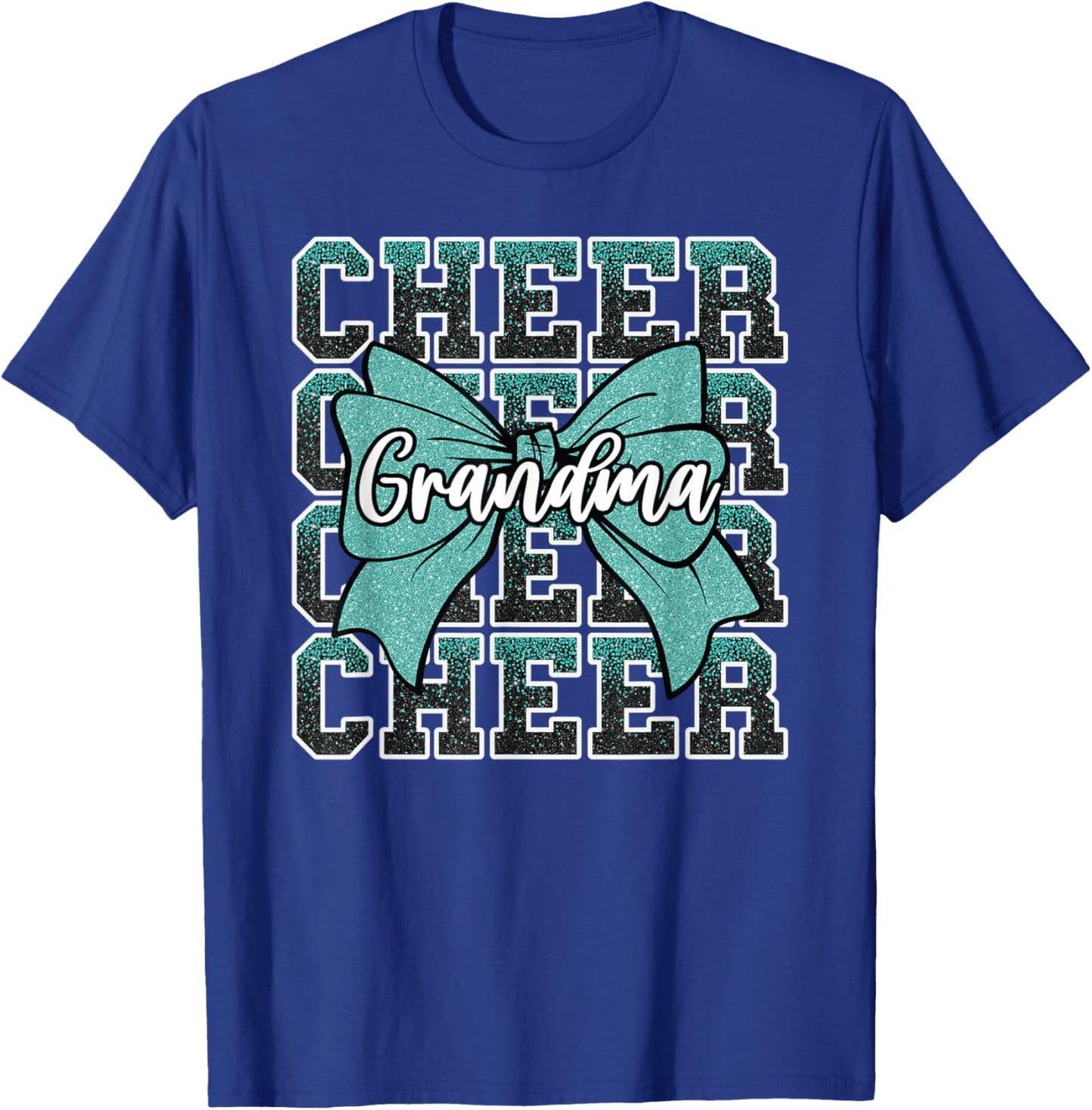 Cheer Grandma Bow Sport Cheerleader Cheerleading Teal Blue T-Shirt - T-Shirt | Royal