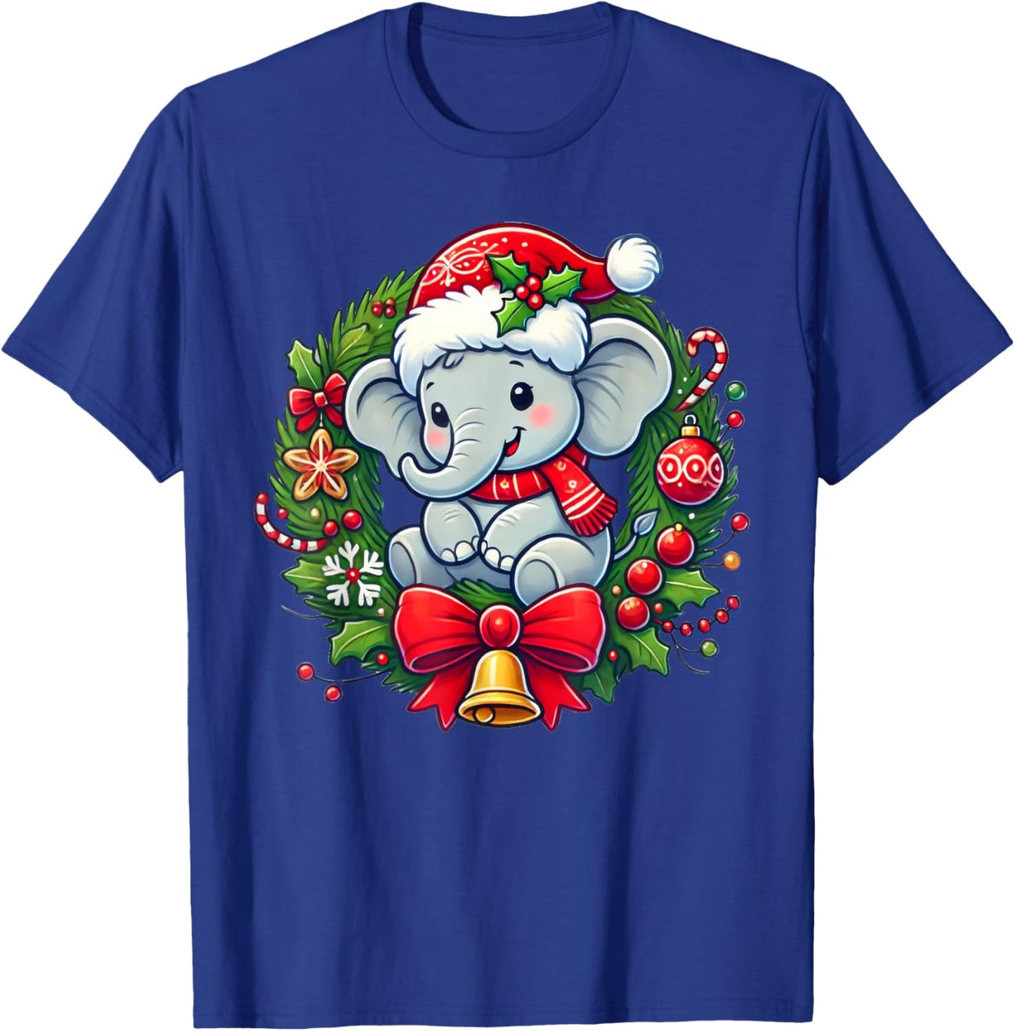 Elephant Santa Hat Christmas Xmas T-Shirt - T-Shirt | Royal