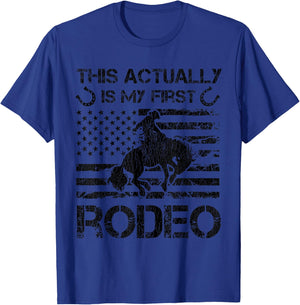 This Actually Is My First Rodeo Funny Horse Rodeo T-Shirt - T-Shirt | Royal