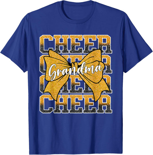 Coquette Cheer Grandma Bow Cheerleader Cheerleading Gold T-Shirt - T-Shirt | Royal
