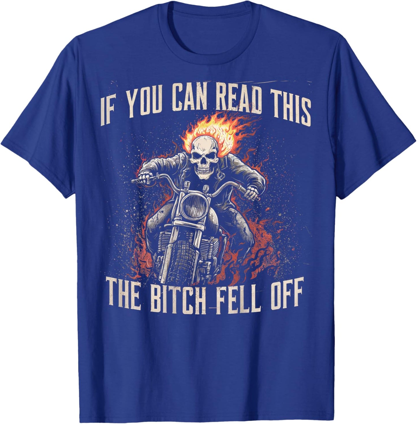 Funny Motocross Dirt Bike Bikers Awesome Motorbike If You Can Read This The Bitch Fell Off Biker Back Print -Adults Black Small Modern Short Sleeve T-Shirt - T-Shirt | Royal