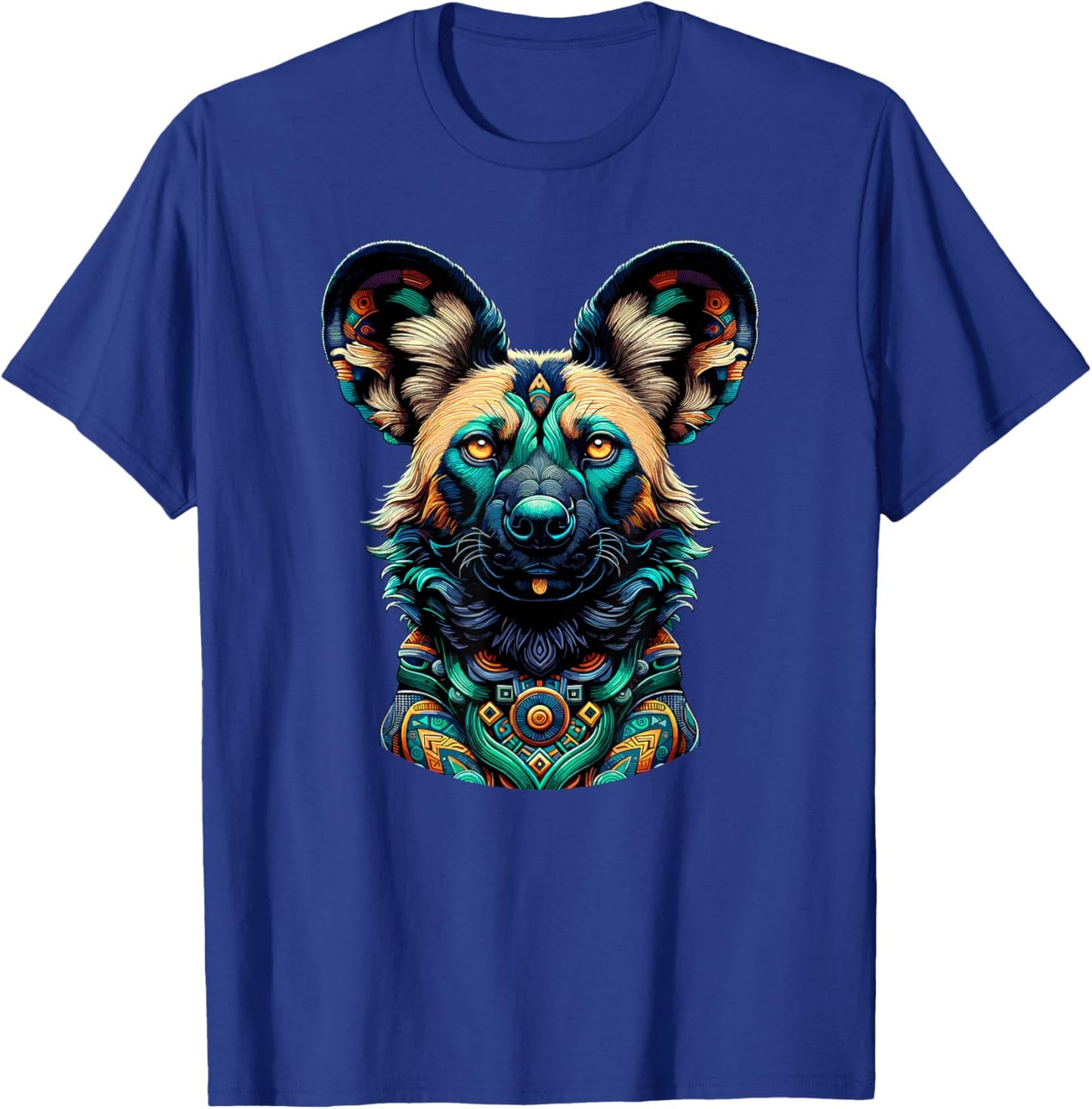 Mandala Art African Wild Dog Painted Dog T-Shirt - T-Shirt | Royal