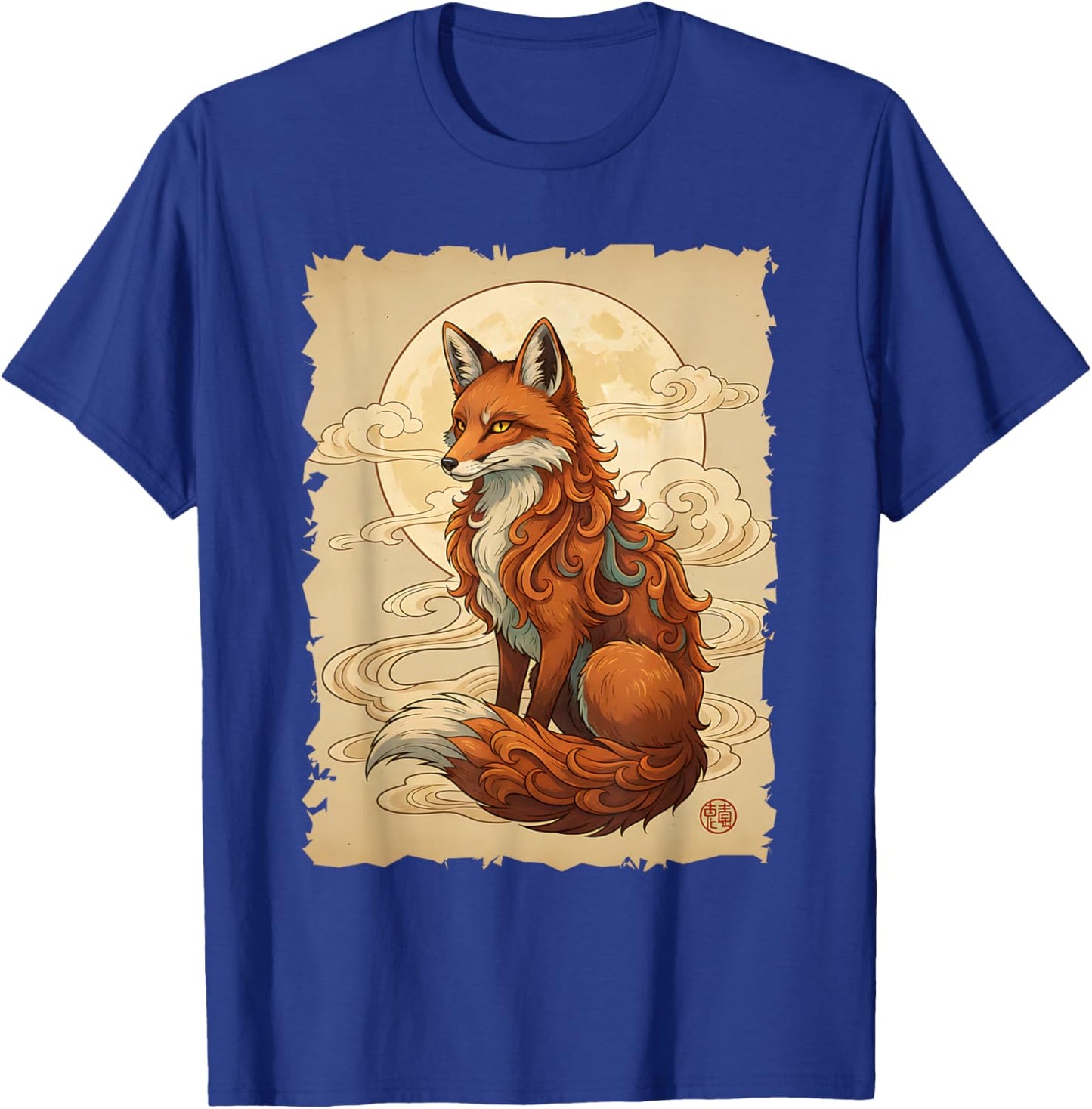 Fox Japanese Art Kitsune Style Kawaii Anime Traditional Fox T-Shirt - T-Shirt | Royal