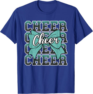 Coquette Cheer Bow Sport Cheerleader Cheerleading Teal Blue T-Shirt - T-Shirt | Royal