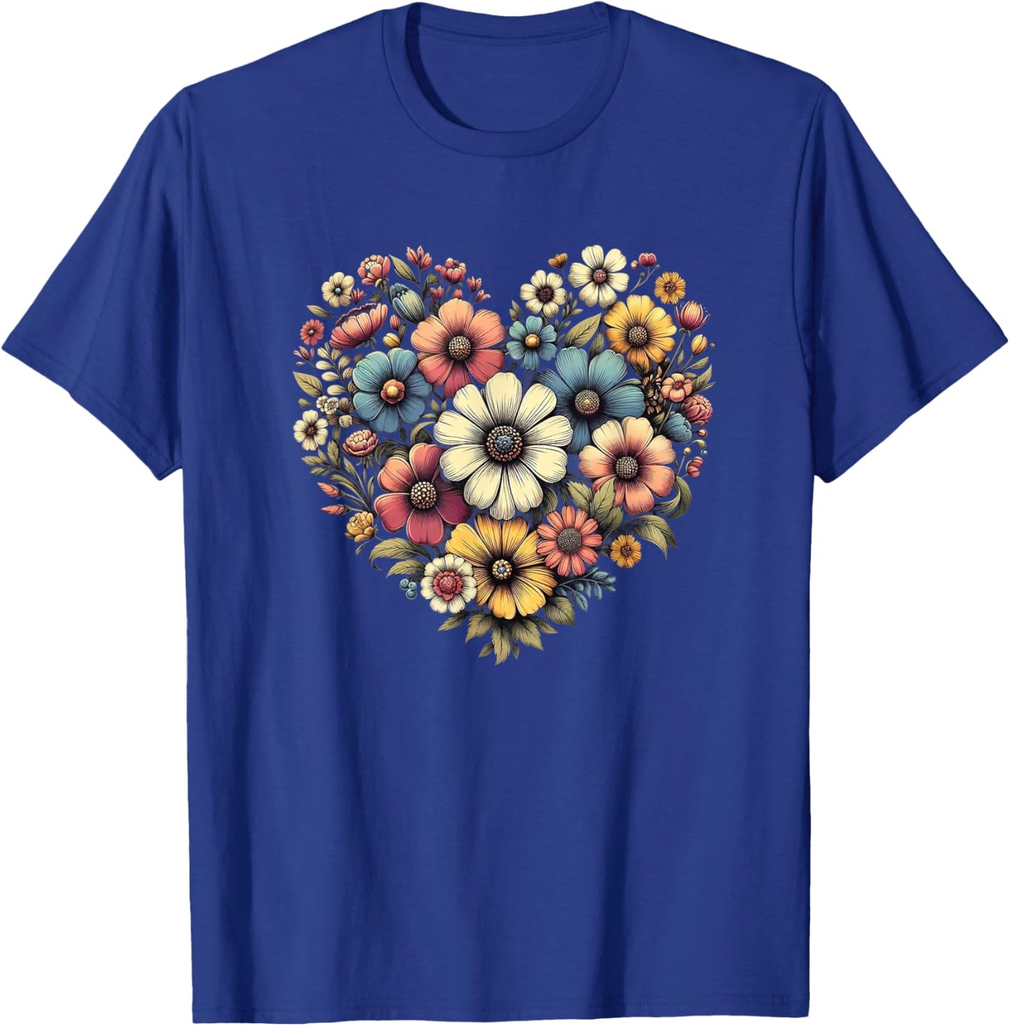Flowers Love Beautiful Colorful Botanical Floral Art Garden T-Shirt - T-Shirt | Royal