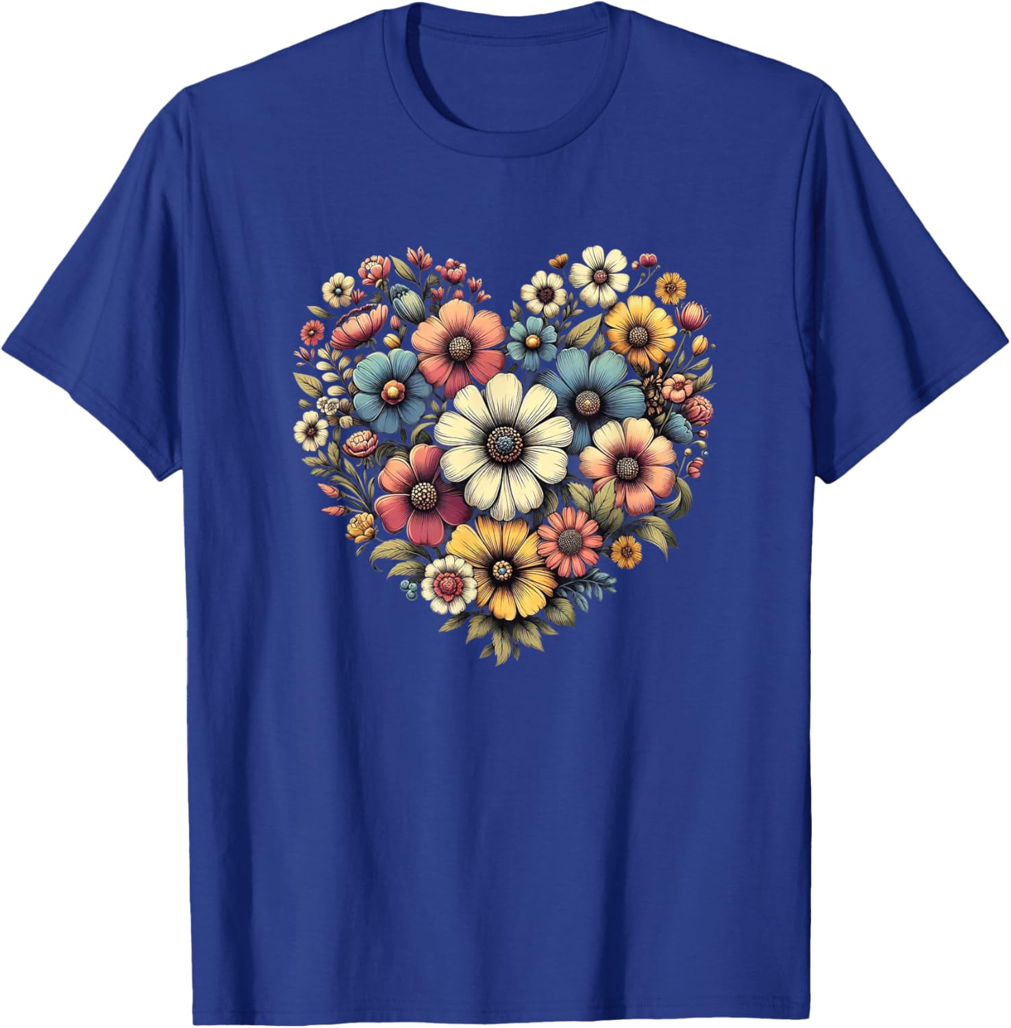 Flowers Love Beautiful Colorful Botanical Floral Art Garden T-Shirt - T-Shirt | Royal
