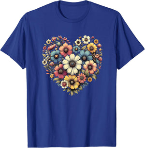 Flowers Love Beautiful Colorful Botanical Floral Art Garden T-Shirt - T-Shirt | Royal