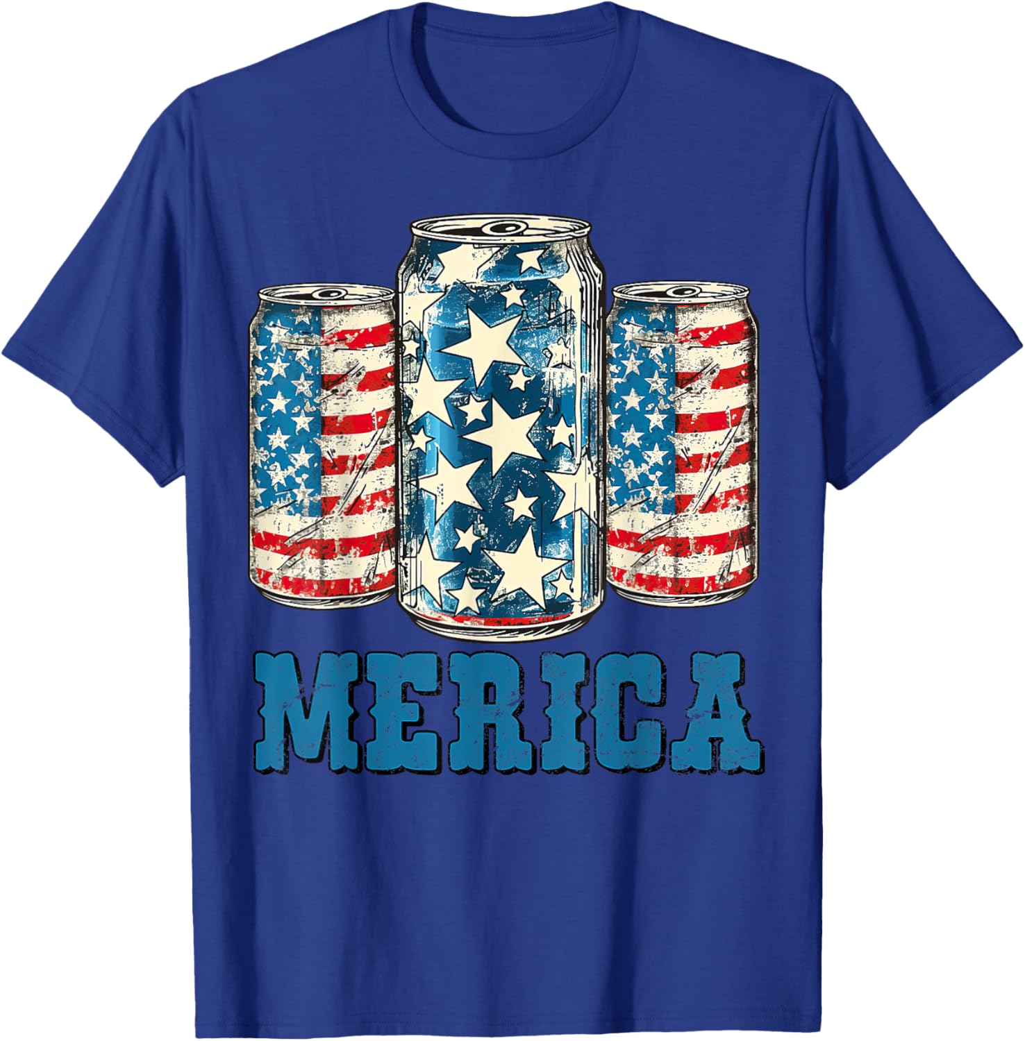 Beer American Flag Funny 4th Of July Merica USA Drinking Men T-Shirt - T-Shirt | Royal