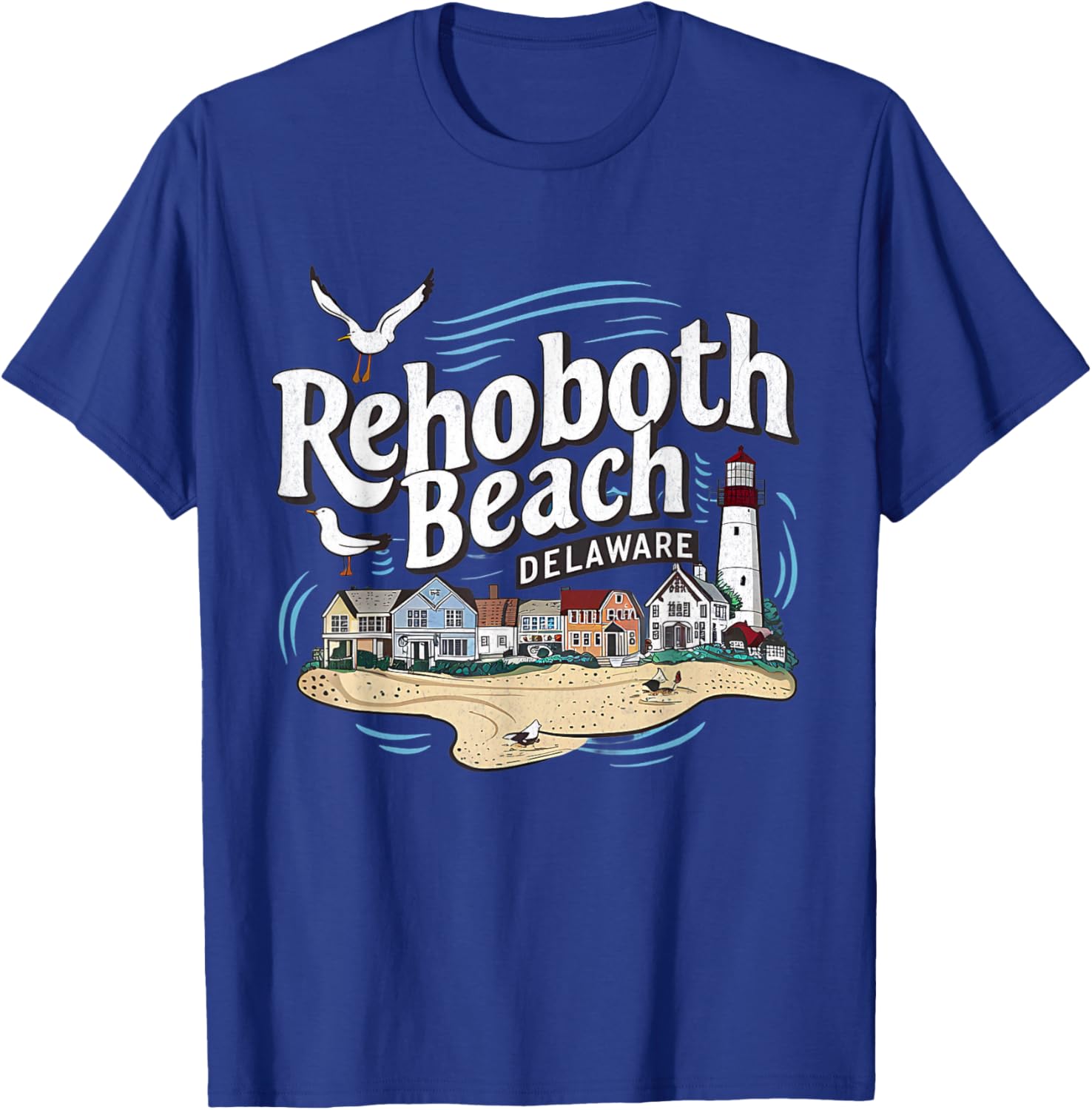 Ocean Rehoboth Beach Delaware Coastal Town Vibe T-Shirt - T-Shirt | Royal