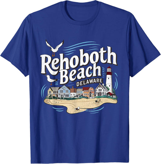 Ocean Rehoboth Beach Delaware Coastal Town Vibe T-Shirt - T-Shirt | Royal