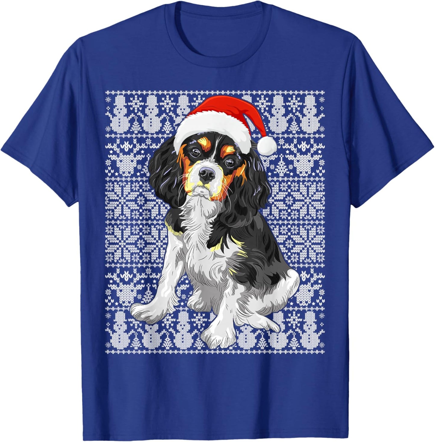 Cavalier King Charles Spaniel Dog Santa Hat Ugly Christmas T-Shirt - T-Shirt | Royal