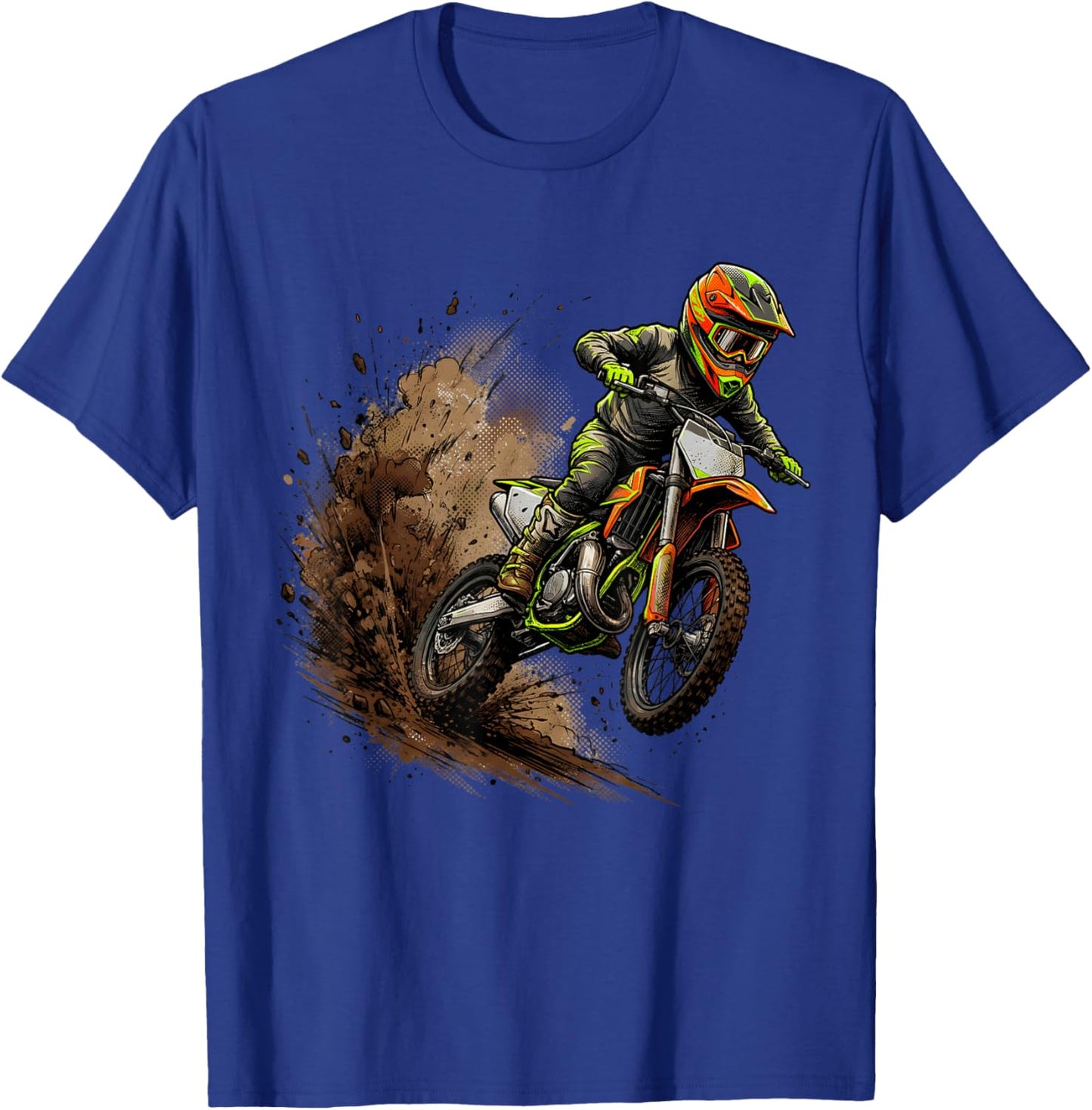 Dirt Bike Art Rider Motocross Motorcycle Dirtbike Boys Kids T-Shirt - T-Shirt | Royal