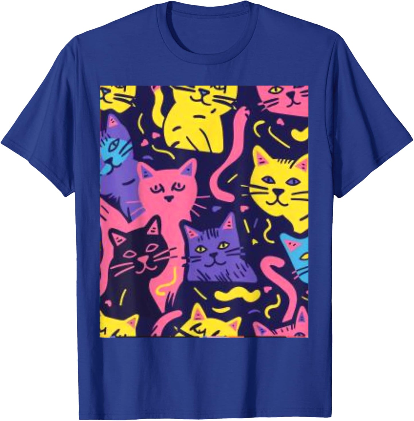 80's Neon Cat Pattern Women T-Shirt - T-Shirt | Royal