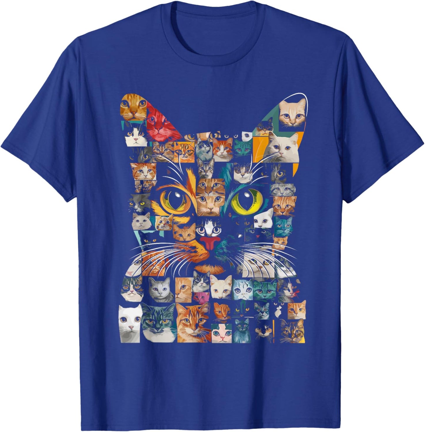 Cat Lover - Colorful Cat Face Collage Women Kids T-Shirt - T-Shirt | Royal