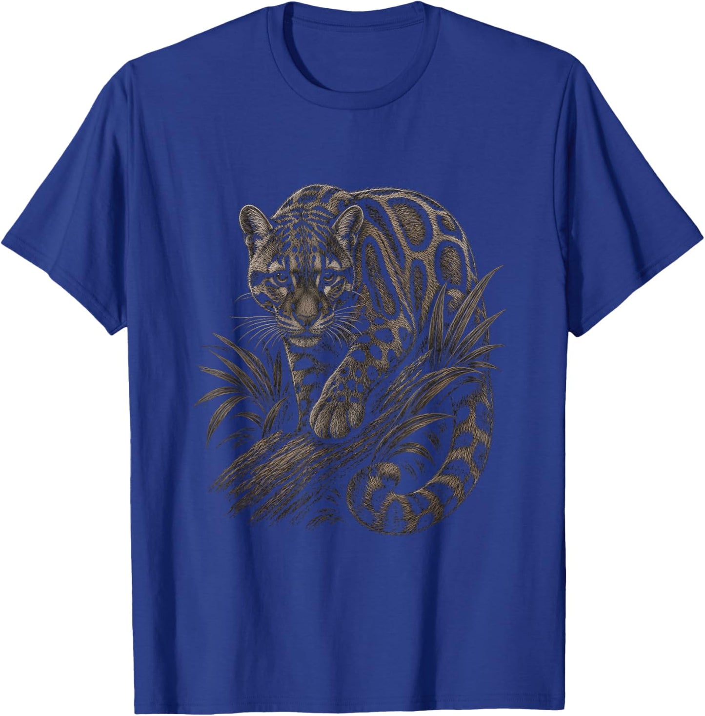 Clouded Leopard Graphic Artwork Design T-Shirt - T-Shirt | Royal