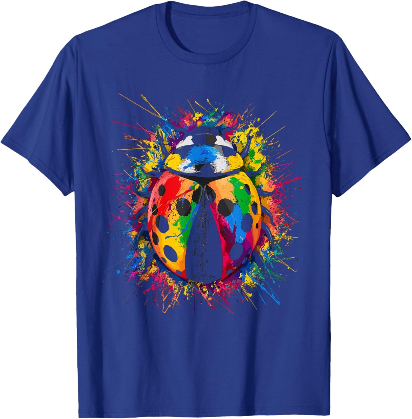 Colorful Paint Splash Ladybug Art Graphic T-Shirt - T-Shirt | Royal