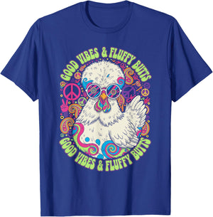 Chicken Lover Fluffy Butt Vibes Animal Humor T-Shirt - T-Shirt | Royal