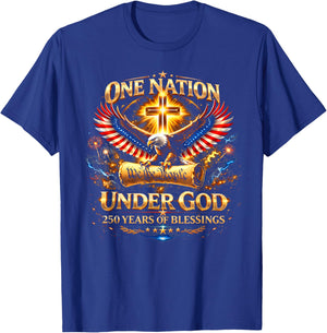 One Nation Under God 250 Years 250th Anniversary USA Funny T-Shirt - T-Shirt | Royal