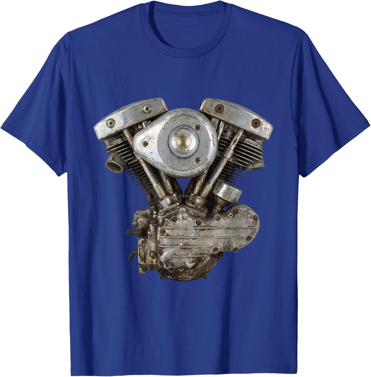 Gen Shovel Shovelhead V-Twin Motorcycle Engine Retro T-Shirt - T-Shirt | Royal