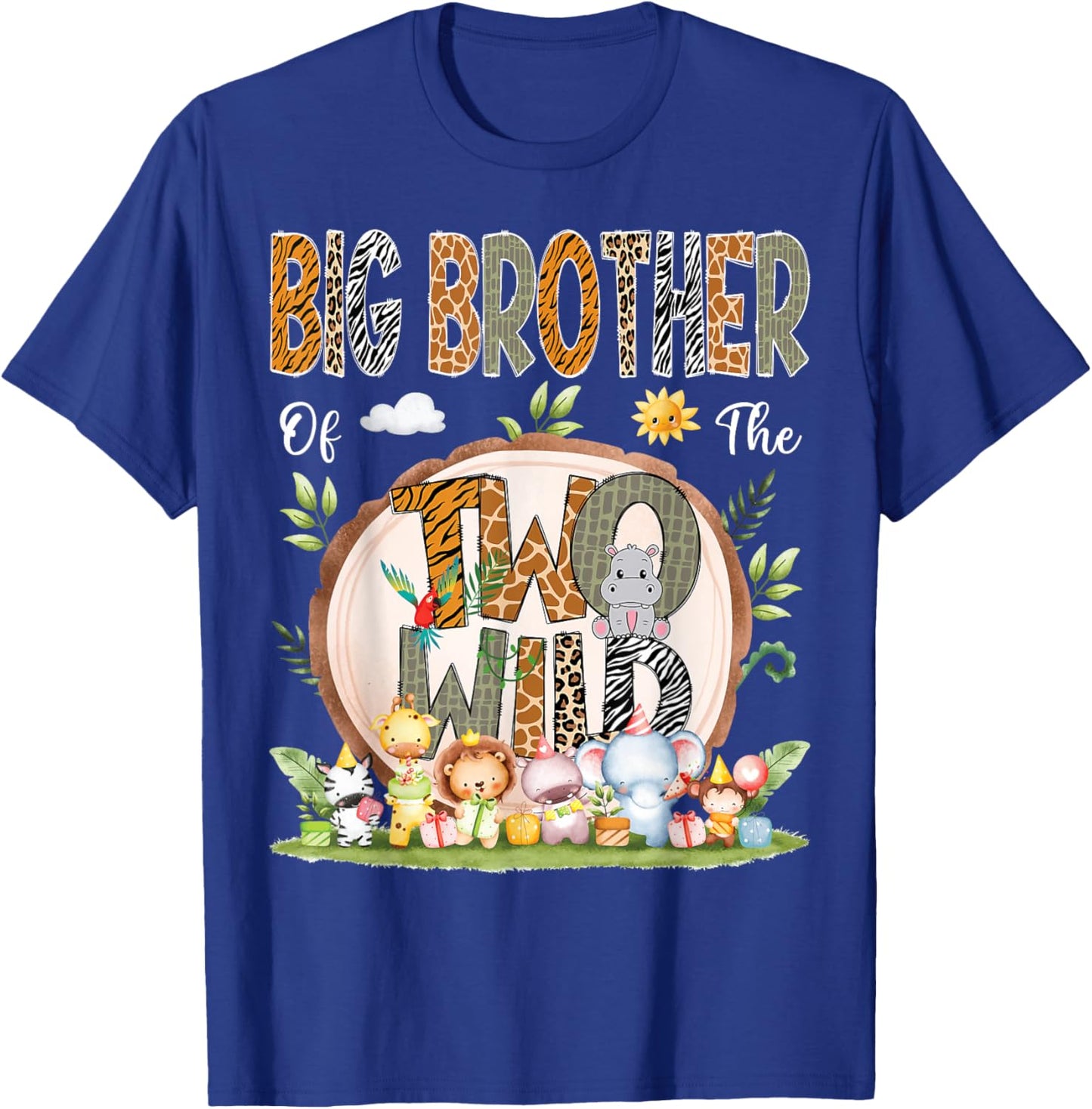 Big Brother Of The Two Wild Animal Safari 2Nd Birthday Party T-Shirt - T-Shirt | Royal