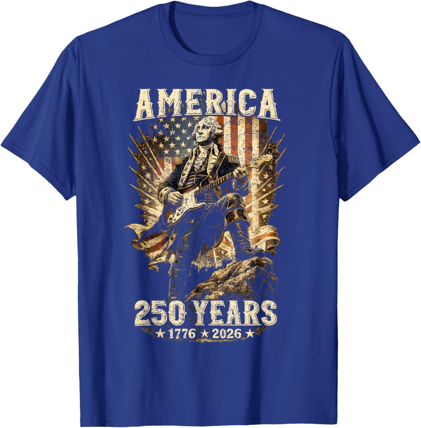 250 Years George Washington American Flag 1776-2026 July 4th T-Shirt - T-Shirt | Royal