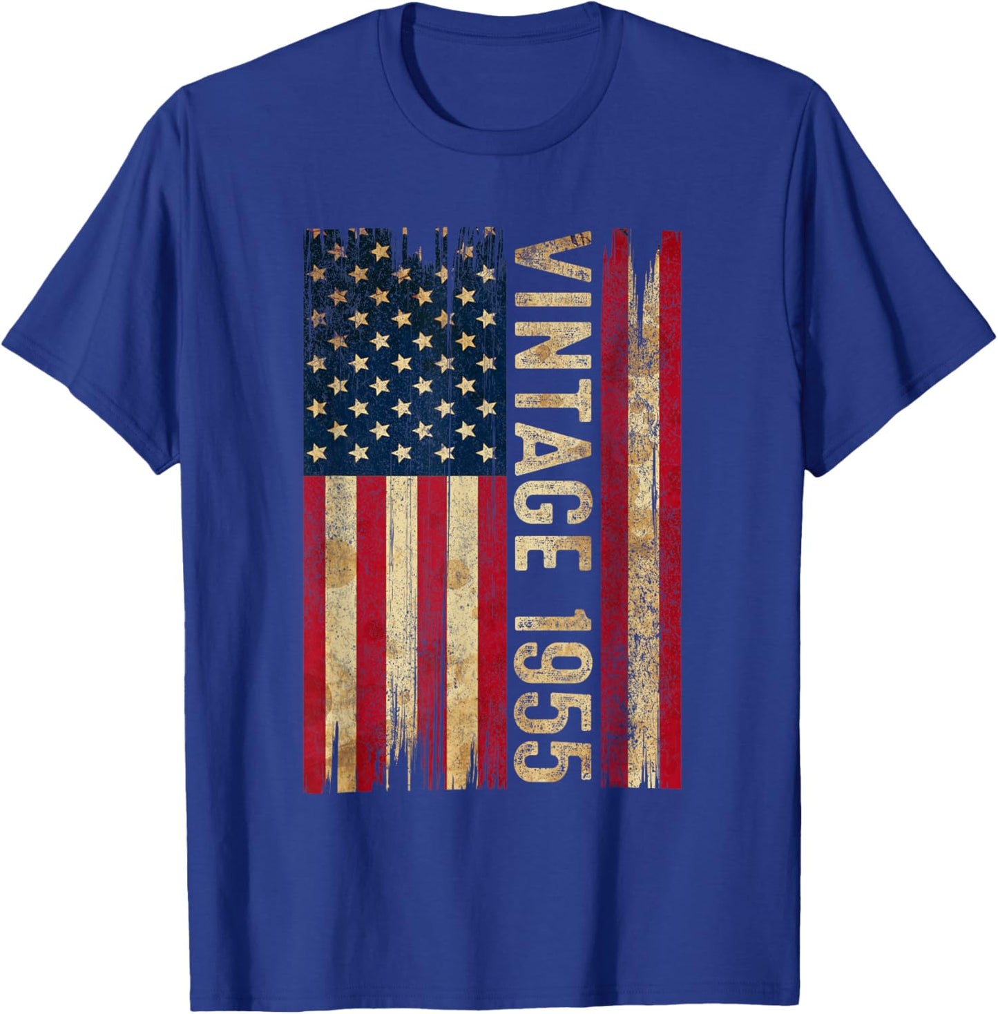 Vintage Made In 1955 American Flag 70th Birthday 70 Year Old T-Shirt - T-Shirt | Royal