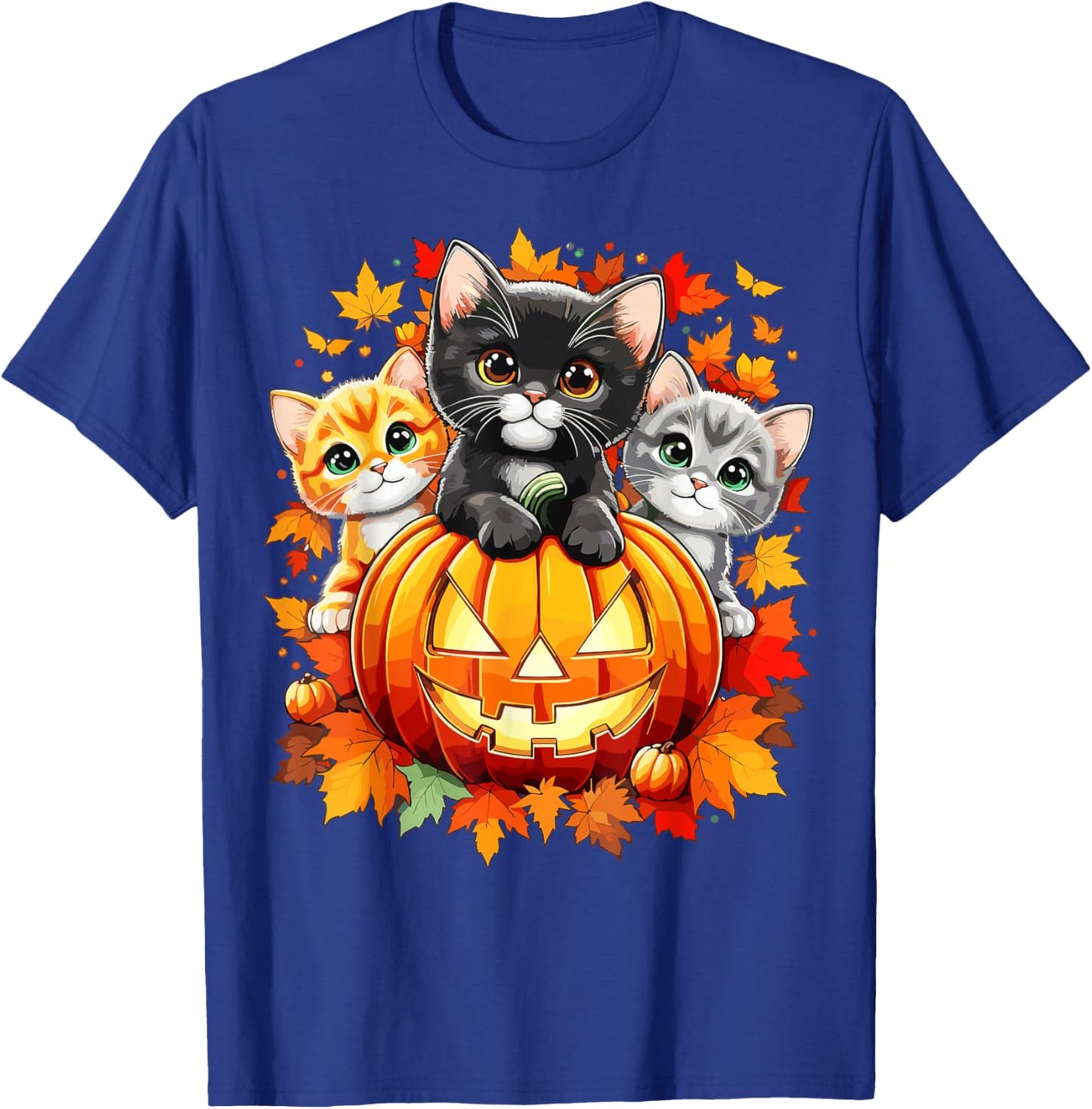 Halloween Cats Pumpkin Autumn Cat T-Shirt - T-Shirt | Royal