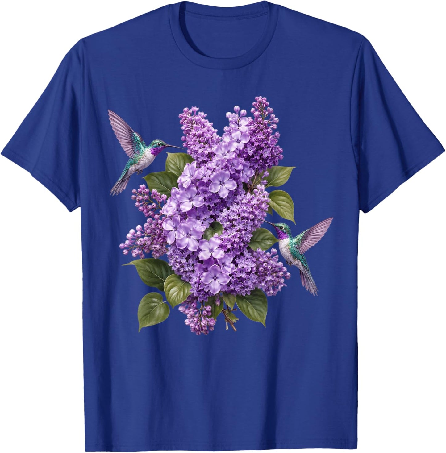 Hummingbird Lilac Floral Purple Flowers Botanical Garden T-Shirt - T-Shirt | Royal