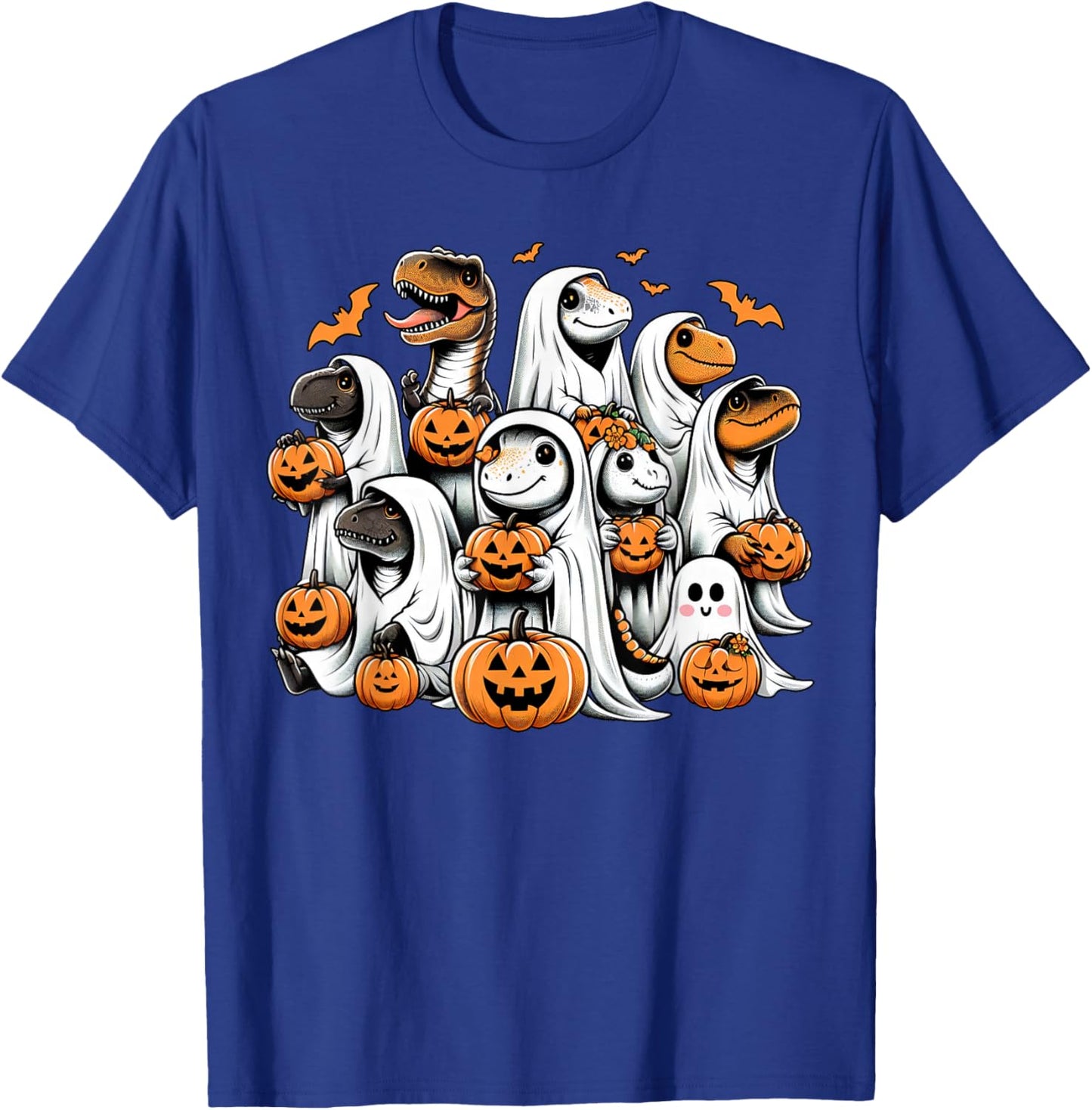 Cute Ghost Dinosaur T Rex Dressed As Ghost Funny Halloween T-Shirt - T-Shirt | Royal