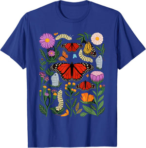 Monarch Butterfly Lover Life Cycle Metamorphosis Caterpillar T-Shirt - T-Shirt | Royal