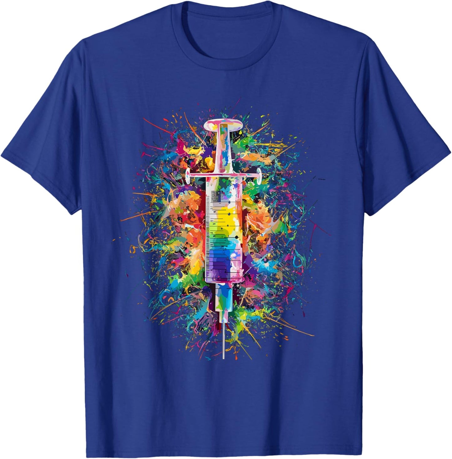 Colorful Paint Splash Syringe Art Graphic T-Shirt - T-Shirt | Royal