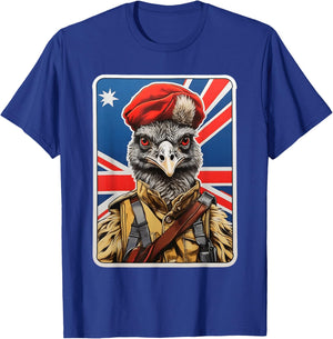 Emu War Hero Design - Emu in Military Uniform T-Shirt - T-Shirt | Royal